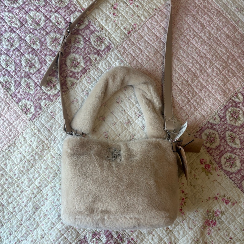 Steve Madden Beige Fur Crossbody Bag